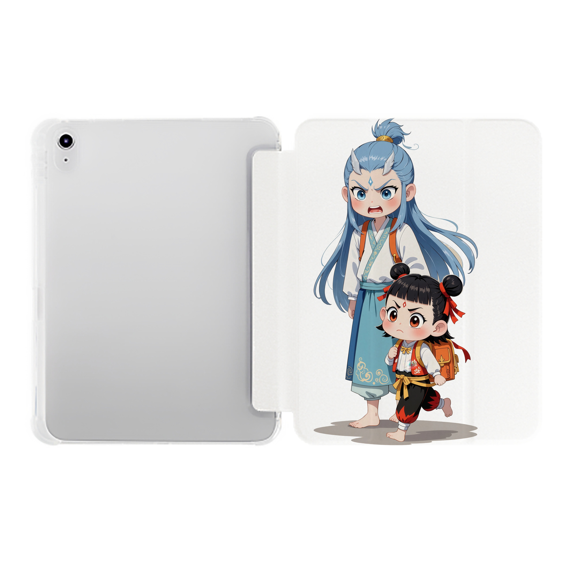 （画像用） Ne Zha 2 ナタ 魔童の大暴れ IPad ケース ペン収納付き 三つ折りスタンド PUレザー×シリコン 対応機種9.5/10.5/10.9インチ